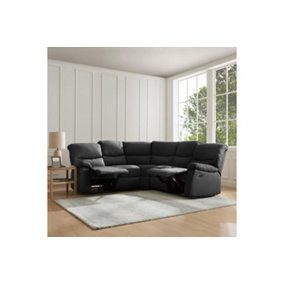 Benton Corner Electric Recliner Sofa, Black Faux Leather