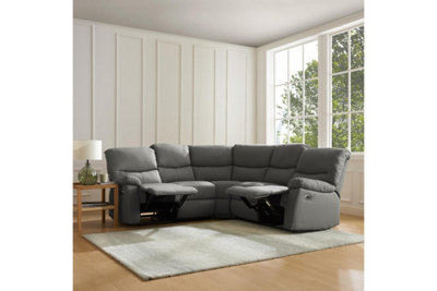 Benton Corner Electric Recliner Sofa, Dark Grey Faux Leather