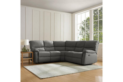 Benton Corner Electric Recliner Sofa, Dark Grey Faux Leather