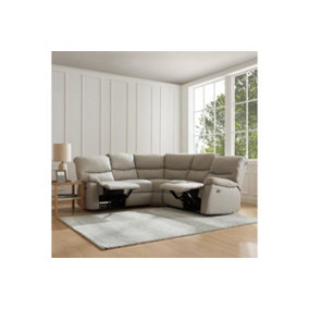 Benton Corner Electric Recliner Sofa, Light Grey Faux Leather