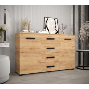 Bergamo Contemporary Sideboard Cabinet Oak Finish 4 Drawers 2 Door  (H)930mm (W)1500mm (D)400mm