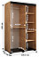Bergamo V4 Contemporary 2 Sliding Door Mirrored Wardrobe Black Handles 5 Shelves 2 Rails Oak Effect (H)1950mm (W)1200mm (D)620mm
