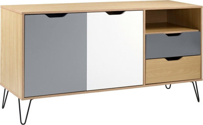 Bergen 2 Door 2 Drawer Sideboard Oak Effect White Grey