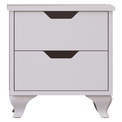 BERGEN  2 Drawer White Bedside Table