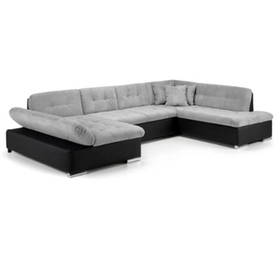 Bergen Black and Grey U Shape Corner Sofa / Living Room Sofa DIY at B&Q