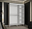 Bergen Contemporary 2 Sliding Door Wardrobe Gold Handles Marble Effect 5 Shelves 2 Rails White (H)2080mm (W)1500mm (D)620mm
