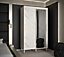 Bergen I Modern Mirrored 2 Sliding Door Wardrobe Gold Handles Marble Effect 5 Shelves 2 Rails White (H)2080mm (W)1200mm (D)620mm