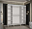 Bergen I Modern Mirrored 2 Sliding Door Wardrobe Gold Handles Marble Effect 9 Shelves 2 Rails White (H)2080mm (W)2000mm (D)620mm