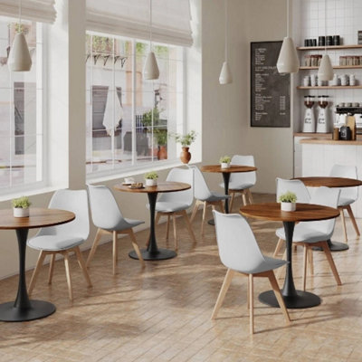 BERGEN Tulip Dining Chairs Padded Seat with Beech Legs Retro