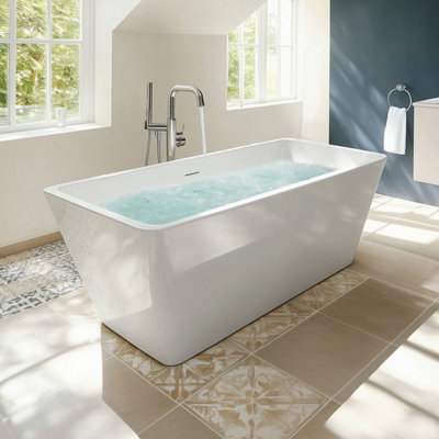 Bergen White Acrylic Rectangular Freestanding Bath (L)1500mm (W)700mm
