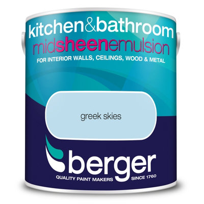 Berger Kitchen & Bathroom Mid Sheen Paint Greek Skies - 2.5L