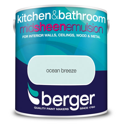Berger Kitchen Bathroom Mid Sheen Paint Ocean Breeze 2.5L