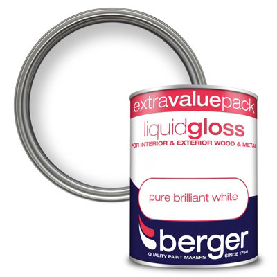 Berger Liquid Gloss Paint Pure Brilliant White - 1.25L