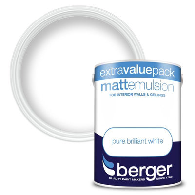 Berger Matt Emulsion Paint Brilliant White - 3L