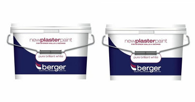 Berger New Plaster Matt Pure Brilliant White 10L Pack of 2