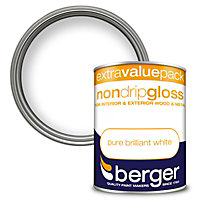 Berger Non Drip Gloss Paint Pure Brilliant White - 1.25L