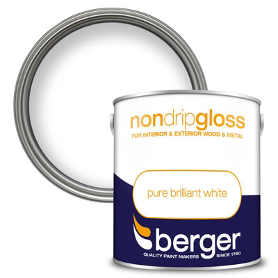 Berger Non Drip Gloss Paint Pure Brilliant White - 2.5L