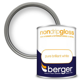 Berger Non Drip Gloss Paint Pure Brilliant White - 750ml