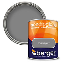 Berger Non Drip Gloss Paint Squirrel Grey - 750ml