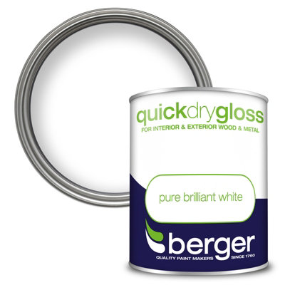 Berger Quick Dry Gloss Paint Brilliant White 750ml DIY at B&Q