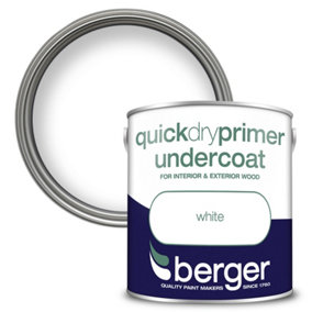Berger Quick Dry Primer Undercoat Paint White - 2.5L