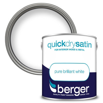 Buy Berger Quick Dry Satin Paint Brilliant White 2.5L DIY at B&Q