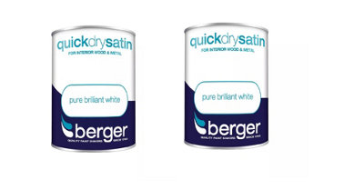 Berger Quick Dry Satin Sheen Paint Pure Brilliant White 750ml Pack of 2