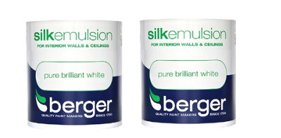 Berger Silk Emulsion Paint Pure Brilliant White 1L Pack of 2