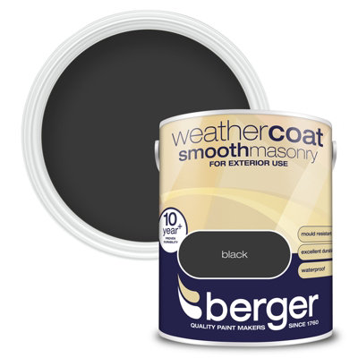 Berger Weathercoat Masonry Paint Black 5L DIY at B&Q