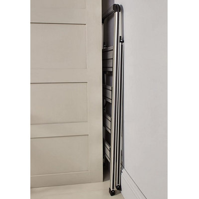 Bergman Slimline Step Ladder - 2 Step Aluminium Folding Ladder with Non-Slip Steps and Handrail - Measures H94 x W42cm