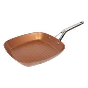 Bergner Origin Forged Aluminium Induction Grill Pan Non-stick 28cm Copper