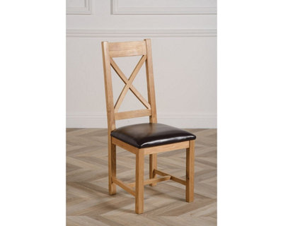 Berkeley Solid Oak and Leather Dining Chairs for Dining Room or Kitchen ...