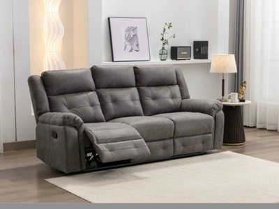 Berkeley Upholstery Fabric Manual Reclining Suite (Dark Grey, 3 Seater)
