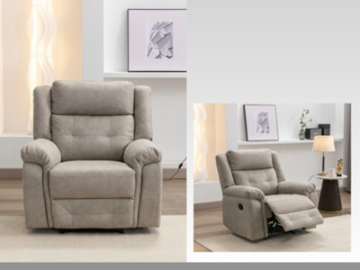 Berkeley Upholstery Fabric Manual Reclining Suite (Light Grey, Armchair)