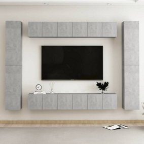 Berkfield 10 Piece TV Cabinet Set Concrete Grey Engineered Wood