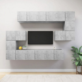 Berkfield 10 Piece TV Cabinet Set Concrete Grey Engineered Wood
