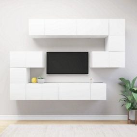 Berkfield 10 Piece TV Cabinet Set White Engineered Wood