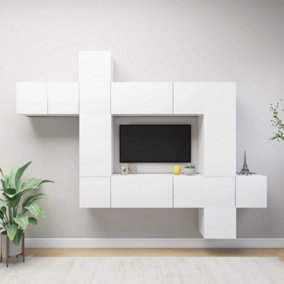 Berkfield 10 Piece TV Cabinet Set White Engineered Wood