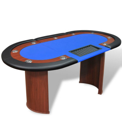 Berkfield 10-Player Poker Table with Dealer Area and Chip Tray Blue