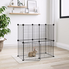 Berkfield 12-Panel Pet Cage with Door Black 35x35 cm Steel