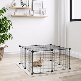 Berkfield 12-Panel Pet Cage with Door Black 35x35 cm Steel
