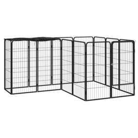 Berkfield 14-Panel Dog Playpen Black 50x100 cm Powder-coated Steel