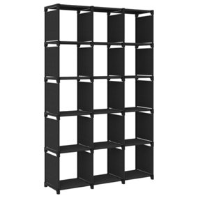 Berkfield 15-Cube Display Shelf Black 103x30x175.5 cm Fabric