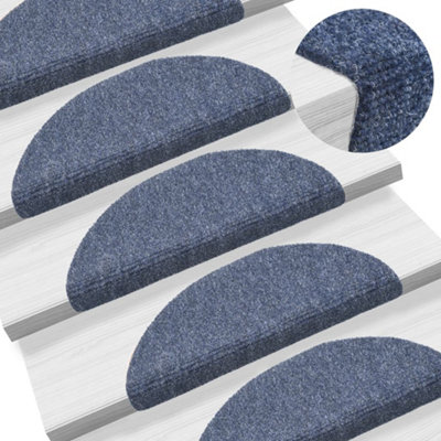 Berkfield 15 pcs Self-adhesive Stair Mats Needle Punch 56x17x3 cm Blue