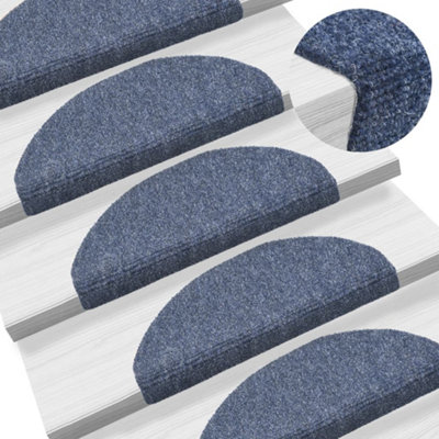 Berkfield 15 pcs Self-adhesive Stair Mats Needle Punch 65x21x4 cm Blue