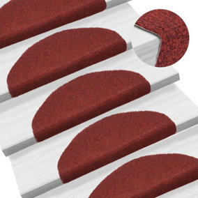 Berkfield 15 pcs Self-adhesive Stair Mats Needle Punch 65x21x4 cm Red