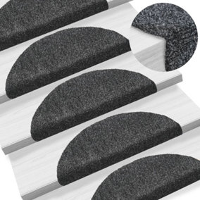 Berkfield 15pcs Self-adhesive Stair Mats Needle Punch 56x17x3cm Dark Grey