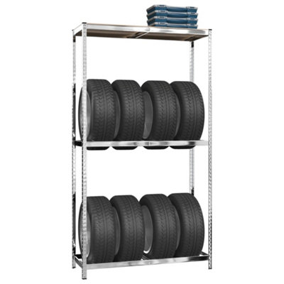 Berkfield 2-Layer Tire Racks 3 pcs Silver 110x40x180 cm Steel