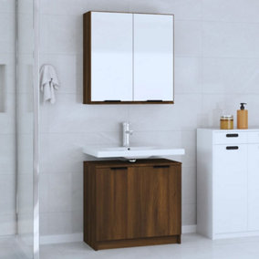 Berkfield 2 Piece Bathroom Cabinet Set Brown Oak Engineered Wood