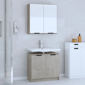 Berkfield 2 Piece Bathroom Cabinet Set Concrete Grey Engineered Wood